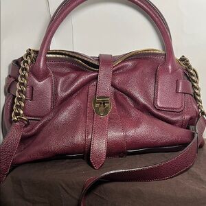 Burberry Burgundy Leather Handbag